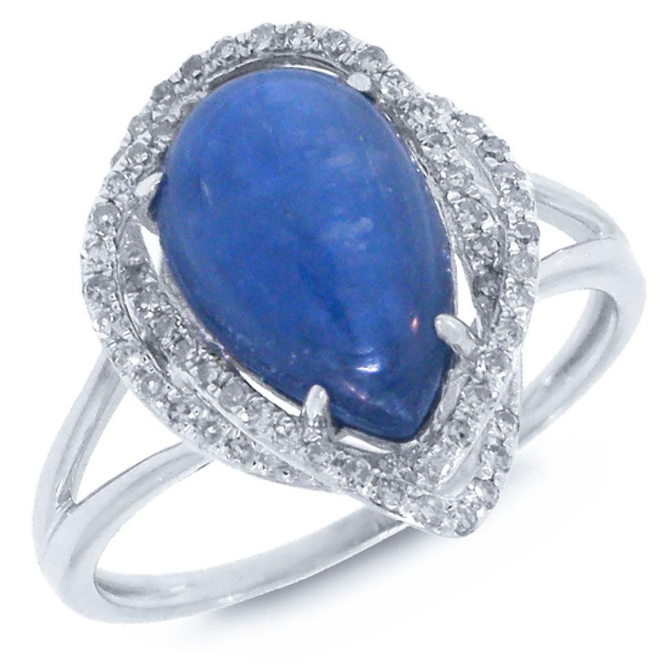 Diamond & 3.91ct Kyanite 14k White Gold Ring - 0.26ct