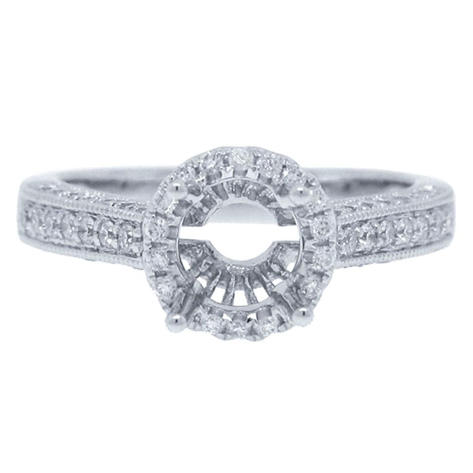 14k White Gold Diamond Semi-mount Ring - 0.48ct