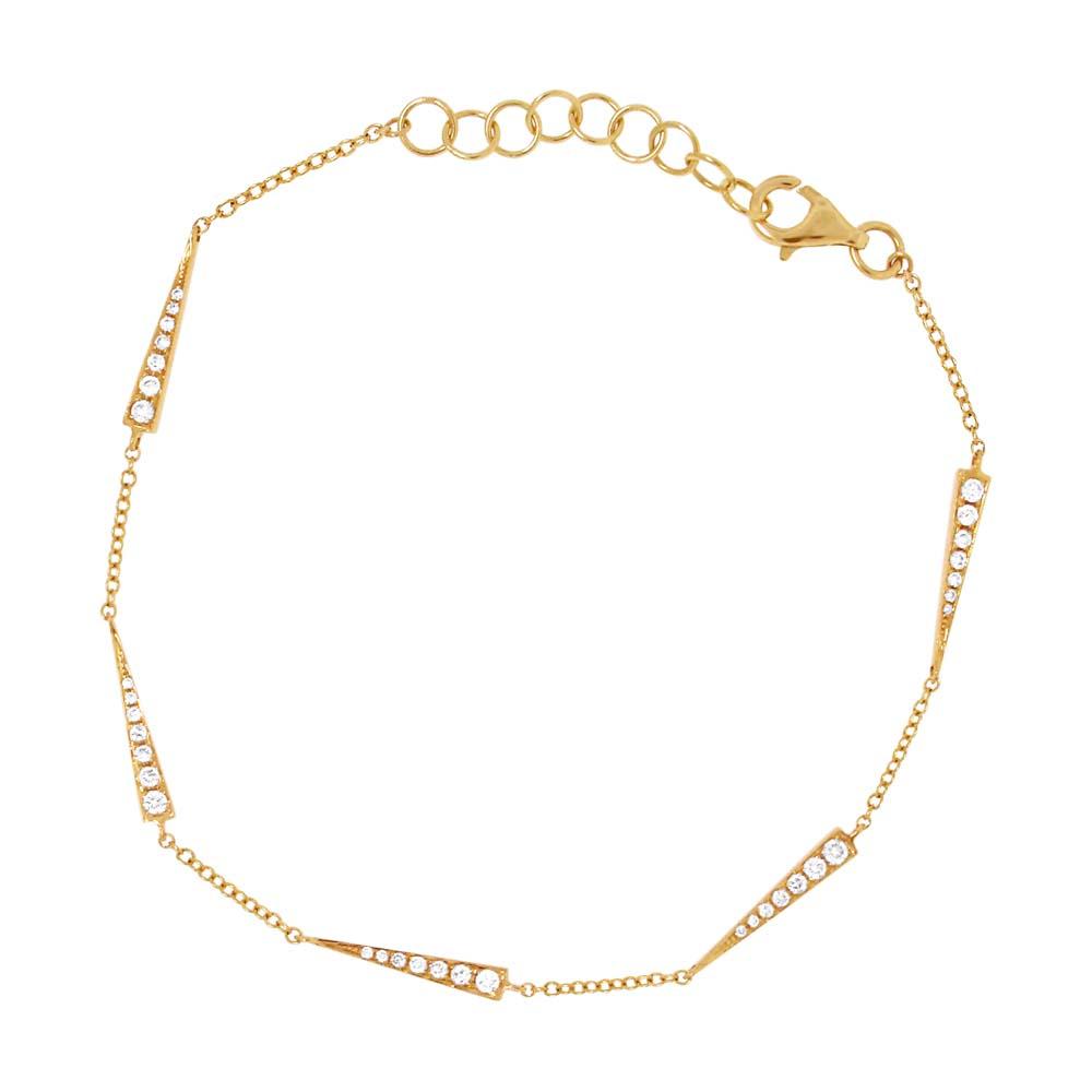 14k Yellow Gold Diamond Triangle Bracelet - 0.23ct