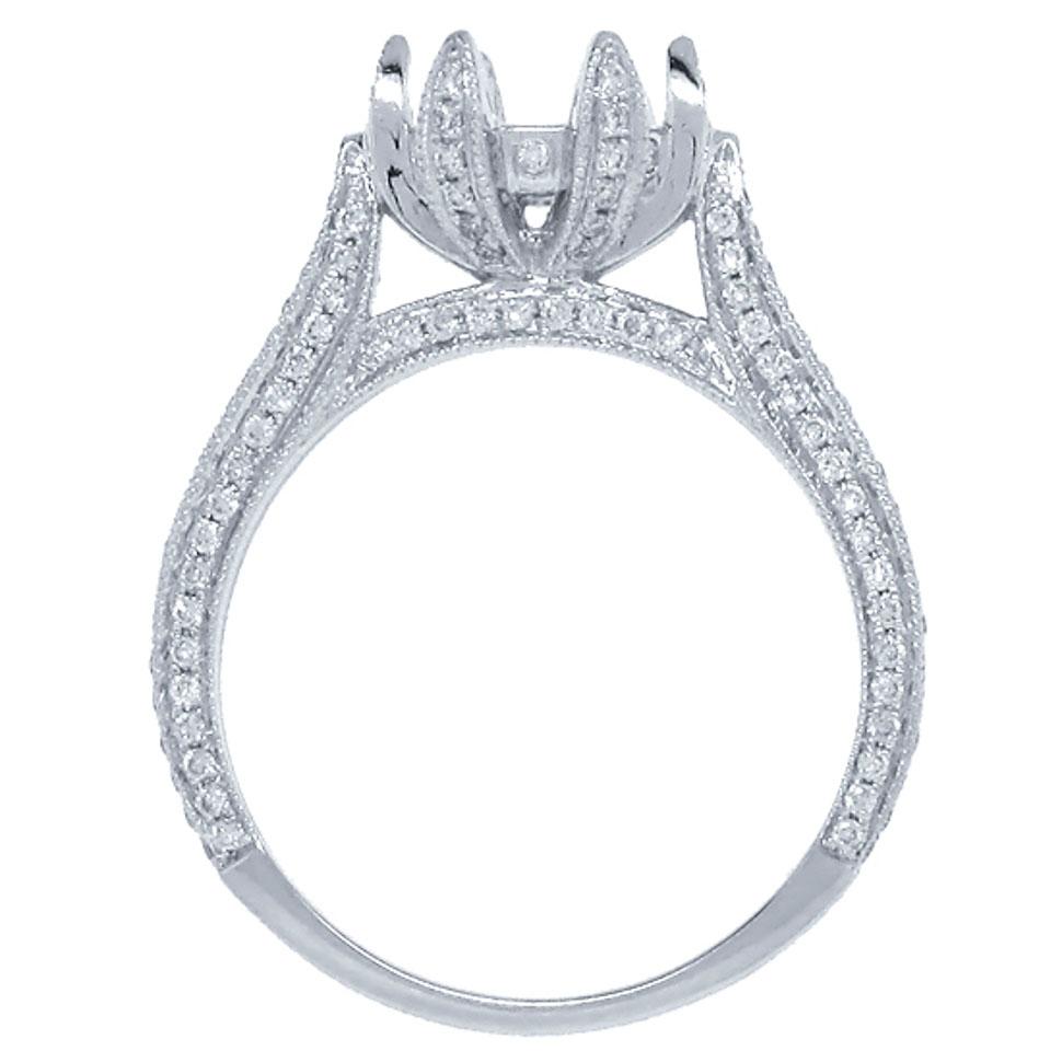14k White Gold Diamond Semi-mount Ring - 0.48ct