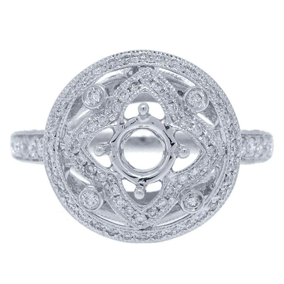 14k White Gold Diamond Semi-mount Ring - 0.66ct