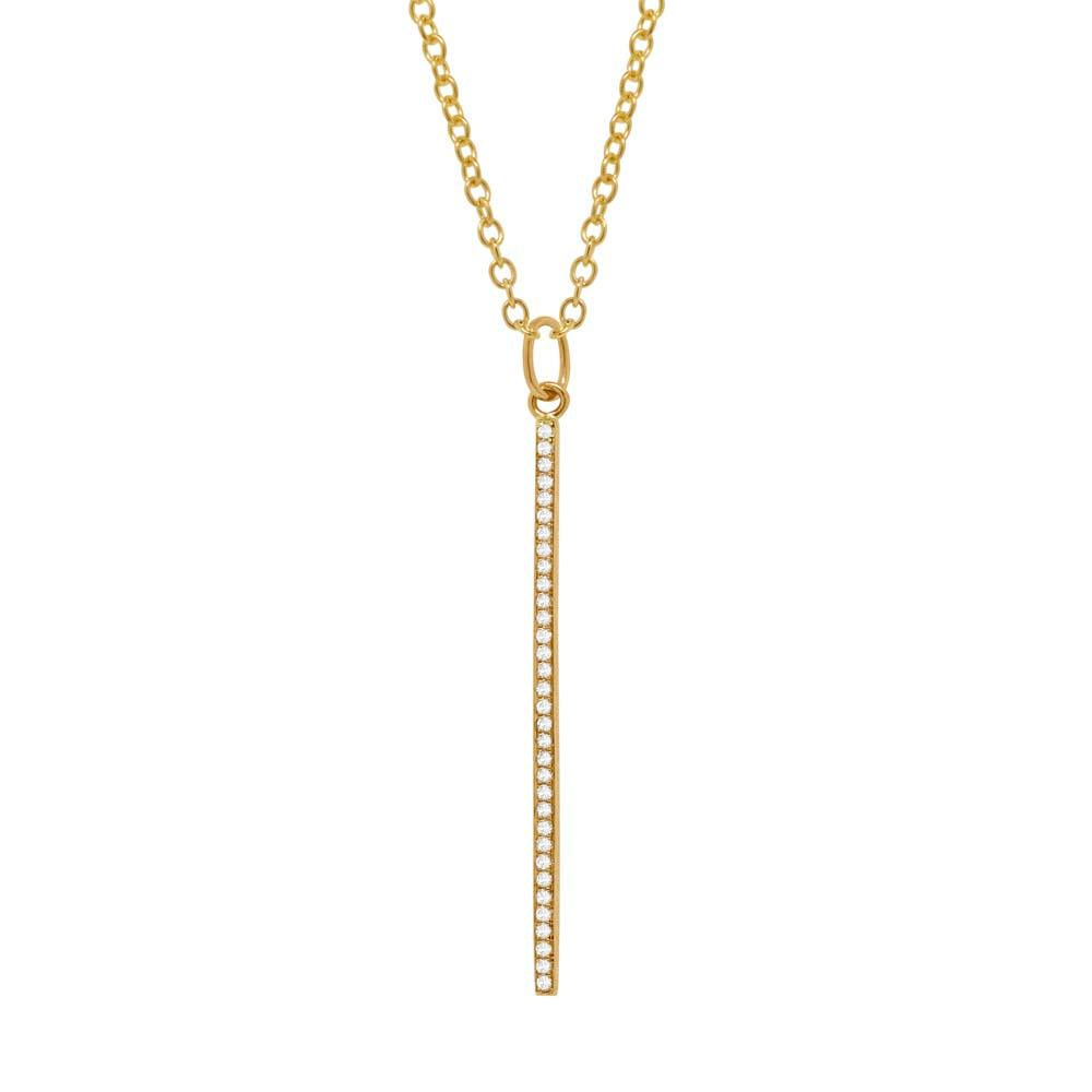 14k Yellow Gold Diamond Bar Pendant