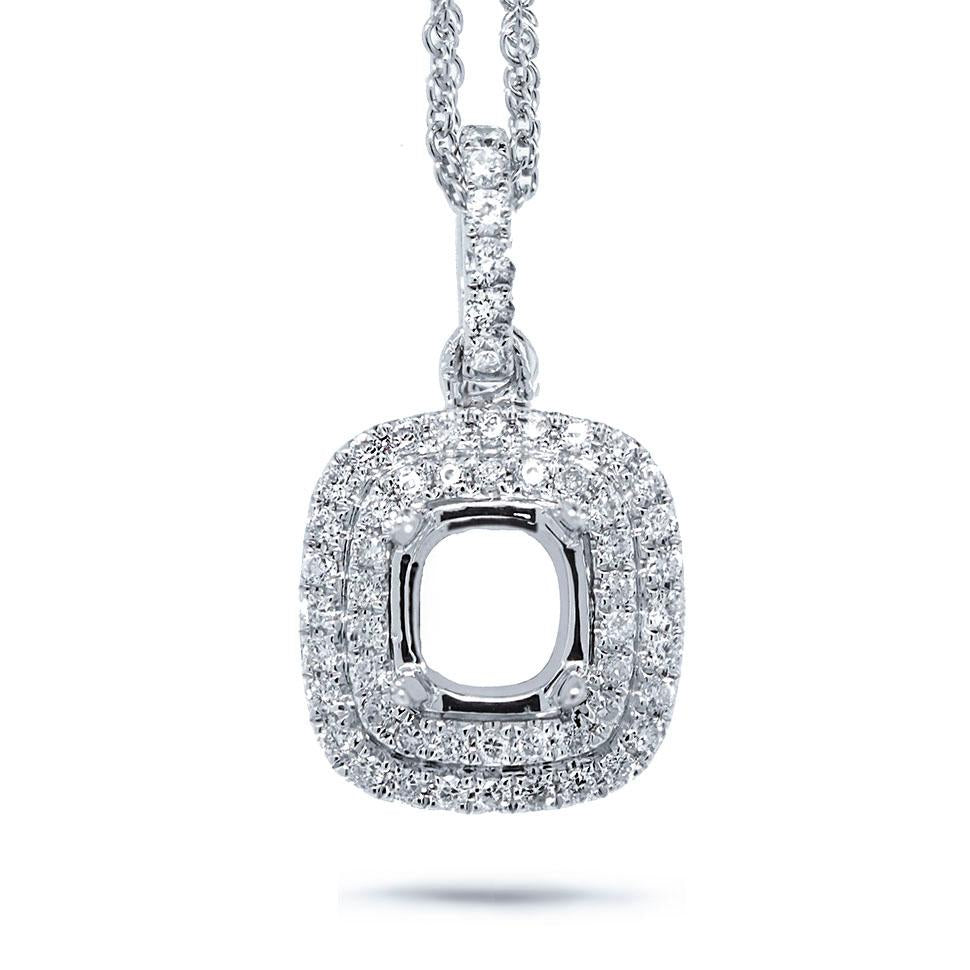 14k White Gold Diamond Semi-mount Pendant - 0.23ct