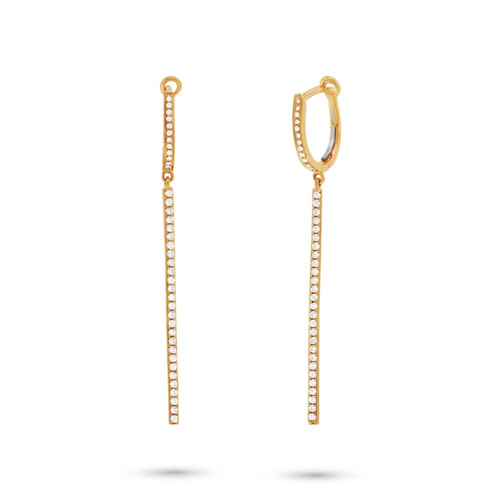14k Yellow Gold Diamond Bar Earring