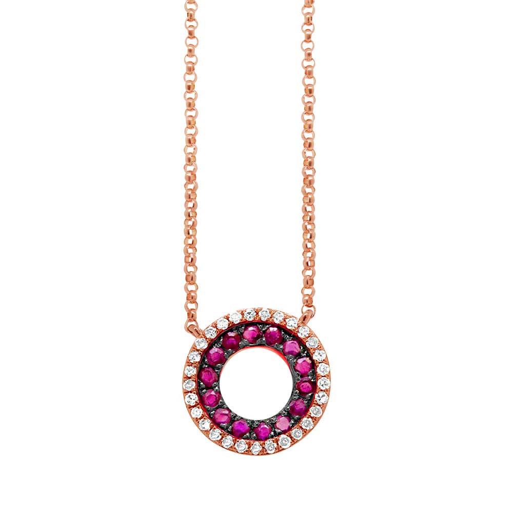 Diamond & 0.27ct Ruby 14k Rose Gold Necklace