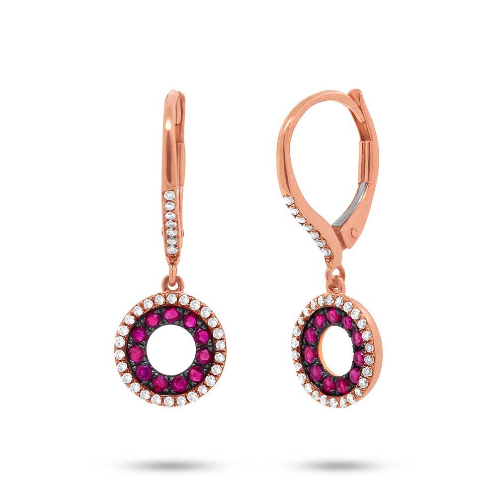 Diamond & 0.37ct Ruby 14k Rose Gold Earring