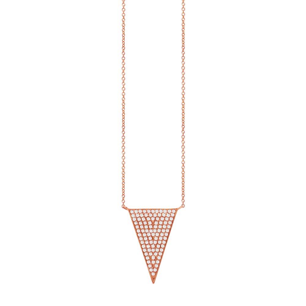 14k Rose Gold Diamond Pave Triangle Necklace - 0.27ct