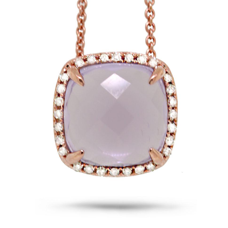 Diamond & 2.76ct Amethyst 14k Rose Gold Pendant - 0.09ct