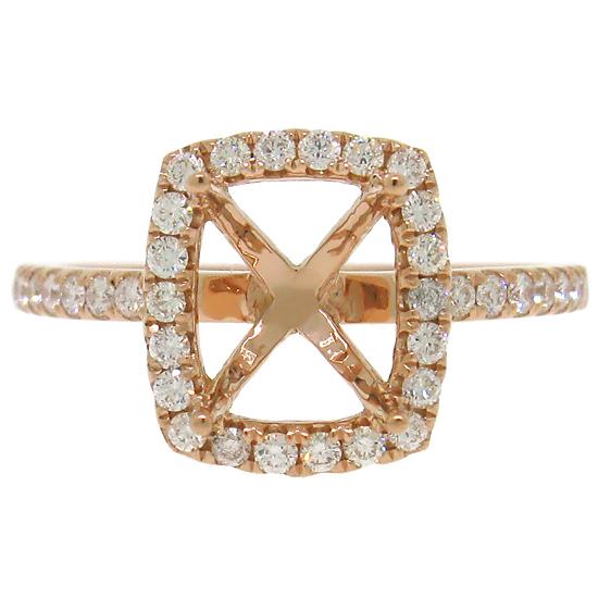 18k Rose Gold Diamond Semi-mount Ring - 0.38ct