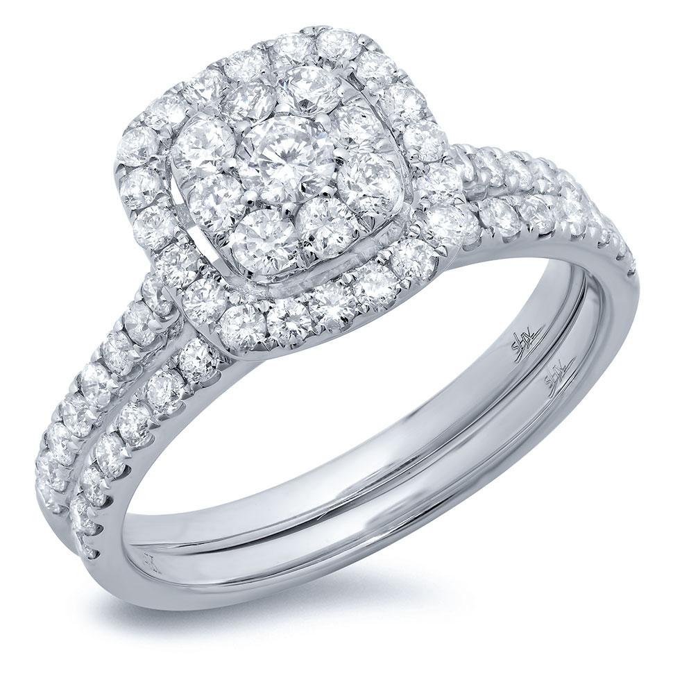14k White Gold Diamond Wedding Set - 1.10ct