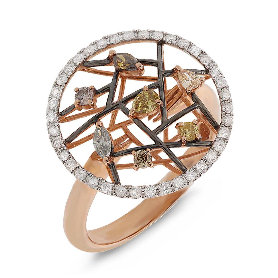 18k Rose Gold Fancy Color Diamond Ring - 0.63ct