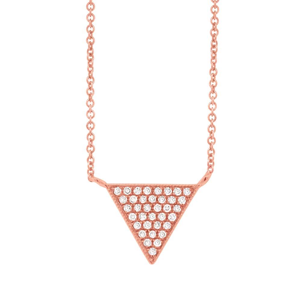 14k Rose Gold Diamond Pave Triangle Pendant - 0.07ct