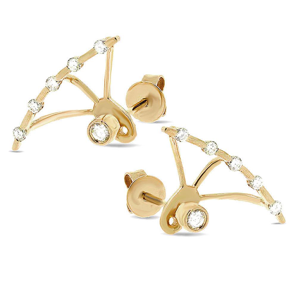 14k Yellow Gold Diamond Ear Jacket Earring with Studs