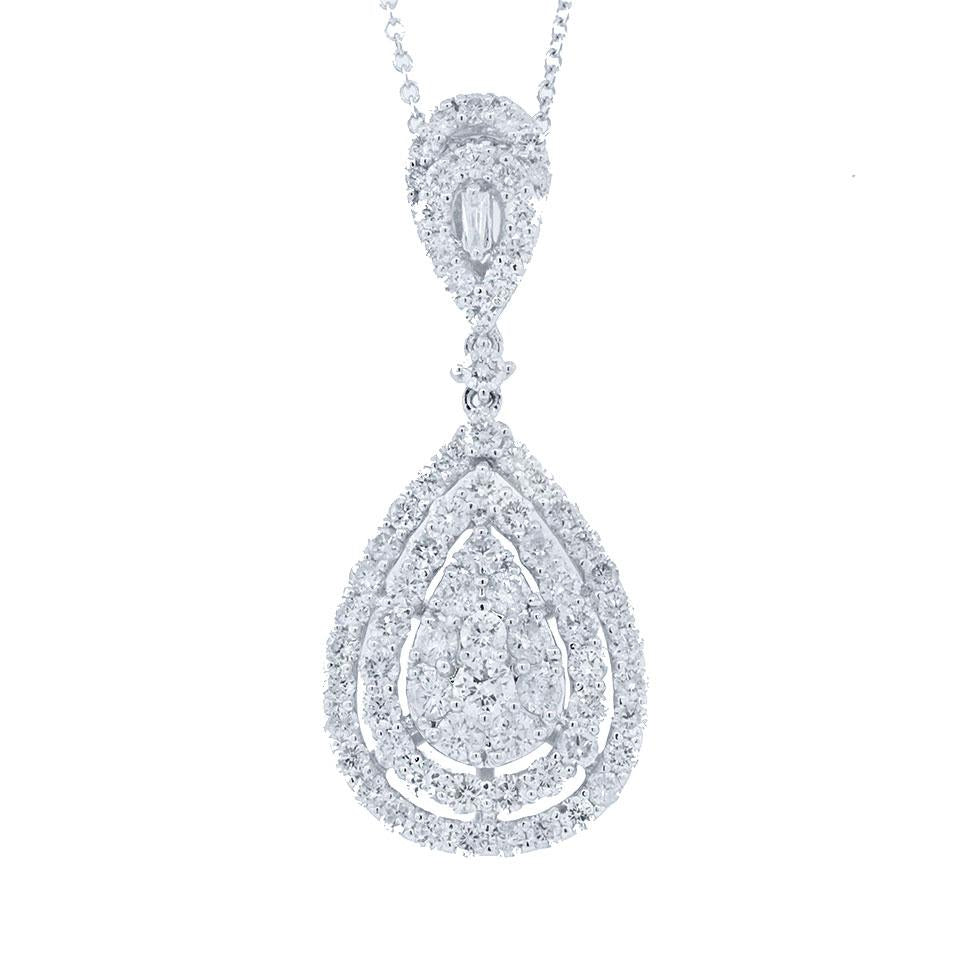 18k White Gold Diamond Pendant - 1.80ct