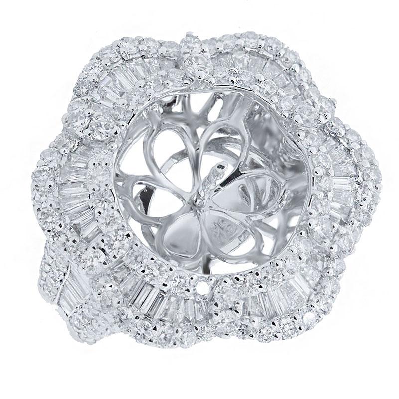 18k White Gold Diamond Semi-mount Ring - 3.42ct