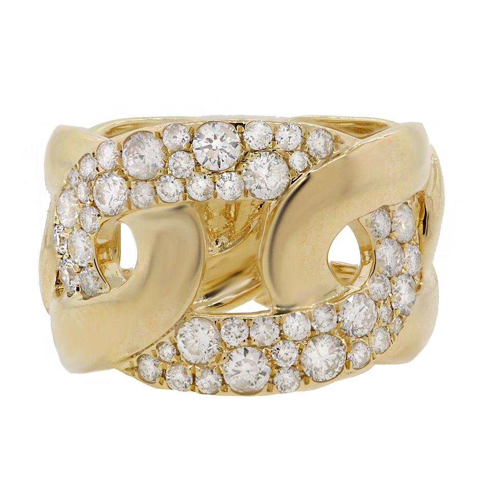 14k Yellow Gold Diamond Link Ring - 1.10ct