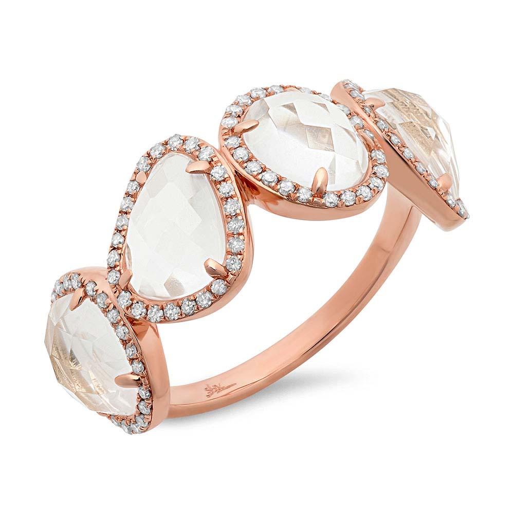 Diamond & 3.58ct White Topaz 14k Rose Gold Ring - 0.27ct