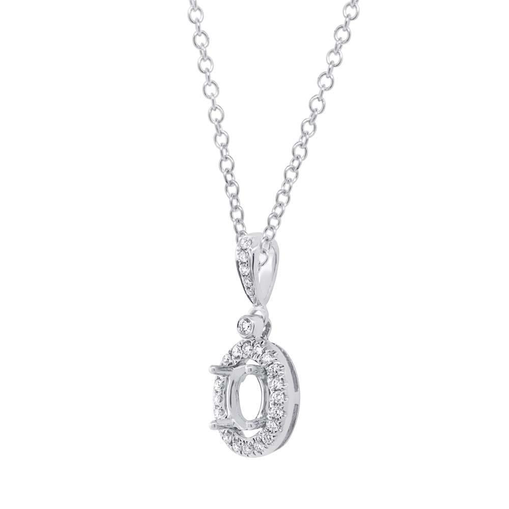 14k White Gold Diamond Semi-mount Pendant - 0.11ct