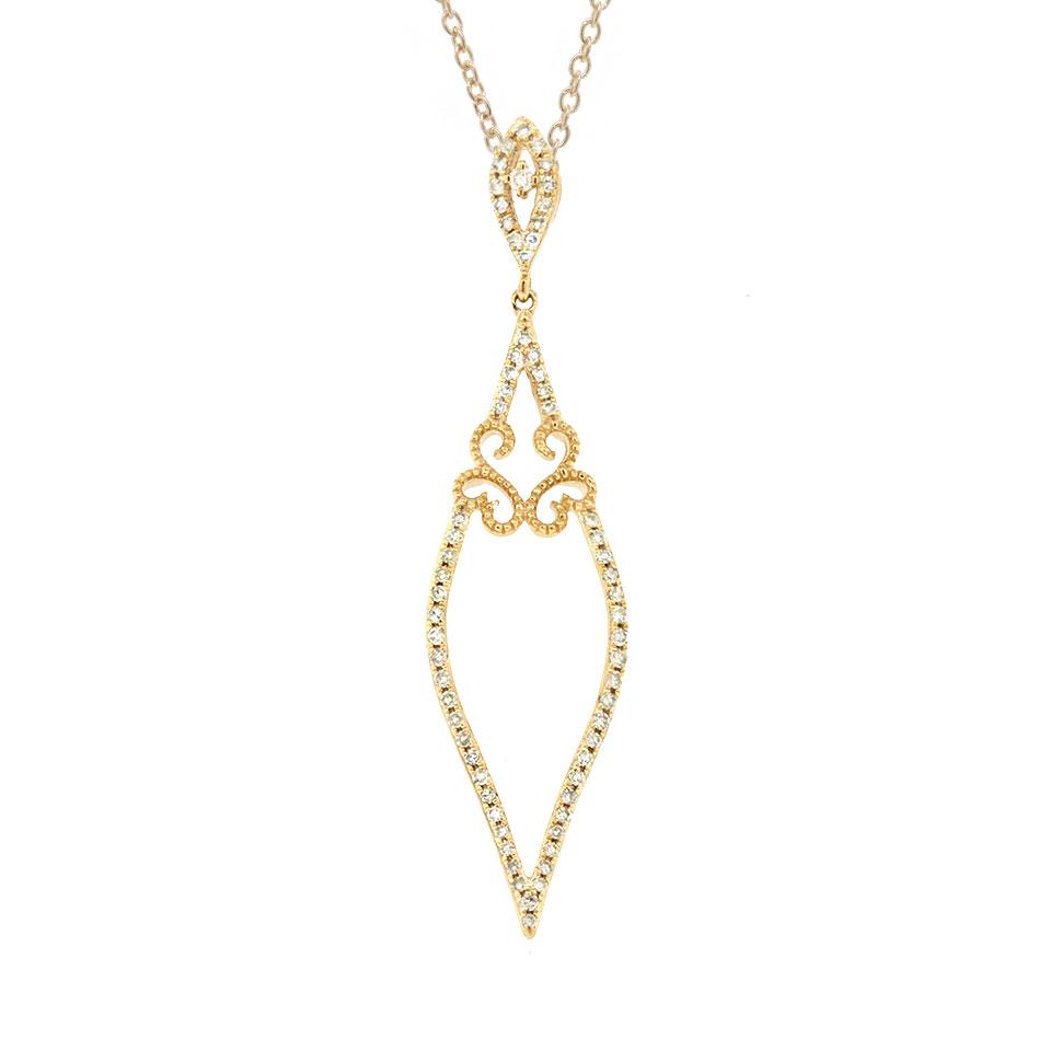 14k Yellow Gold Diamond Pendant - 0.25ct