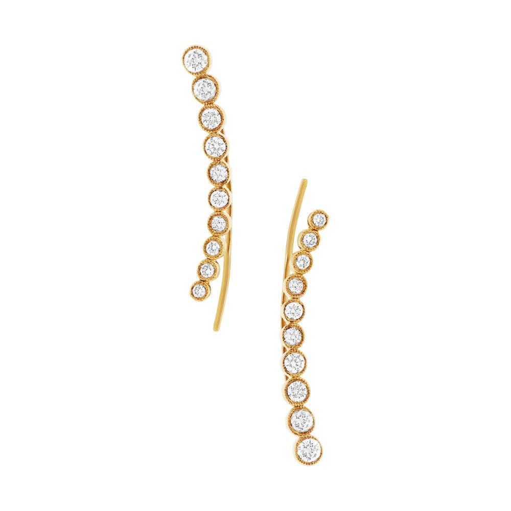 14k Yellow Gold Diamond Ear Crawler Earring