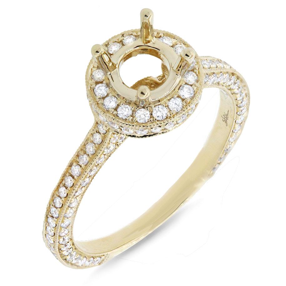 18k Yellow Gold Diamond Semi-mount Ring - 0.68ct