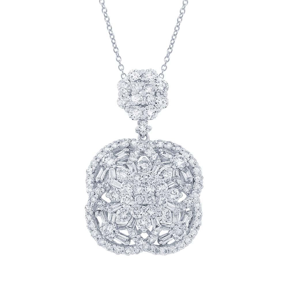 18k White Gold Diamond Pendant - 3.02ct