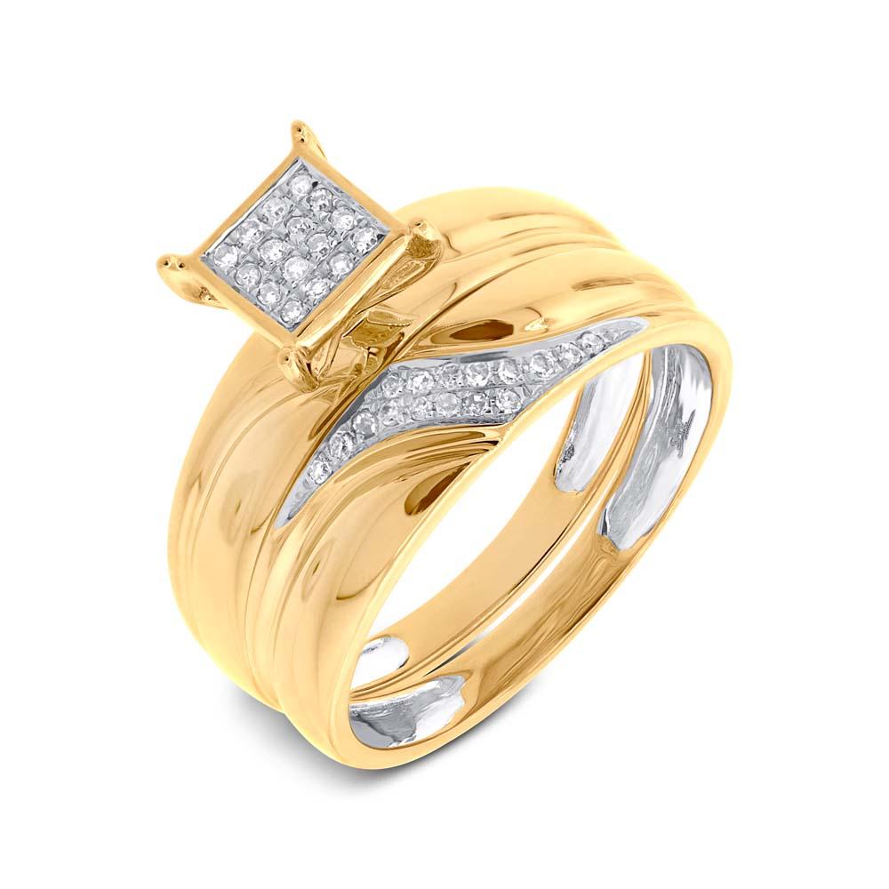 14k Yellow Gold Diamond Trio Set Pave - 0.17ct