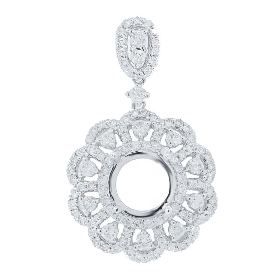 18k White Gold Diamond Semi-mount Pendant - 2.37ct