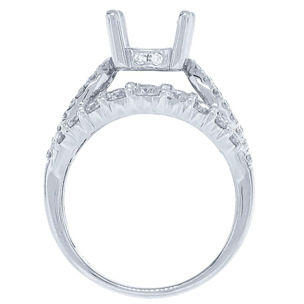 18k White Gold Diamond Semi-mount Ring Size 9.5 - 1.70ct