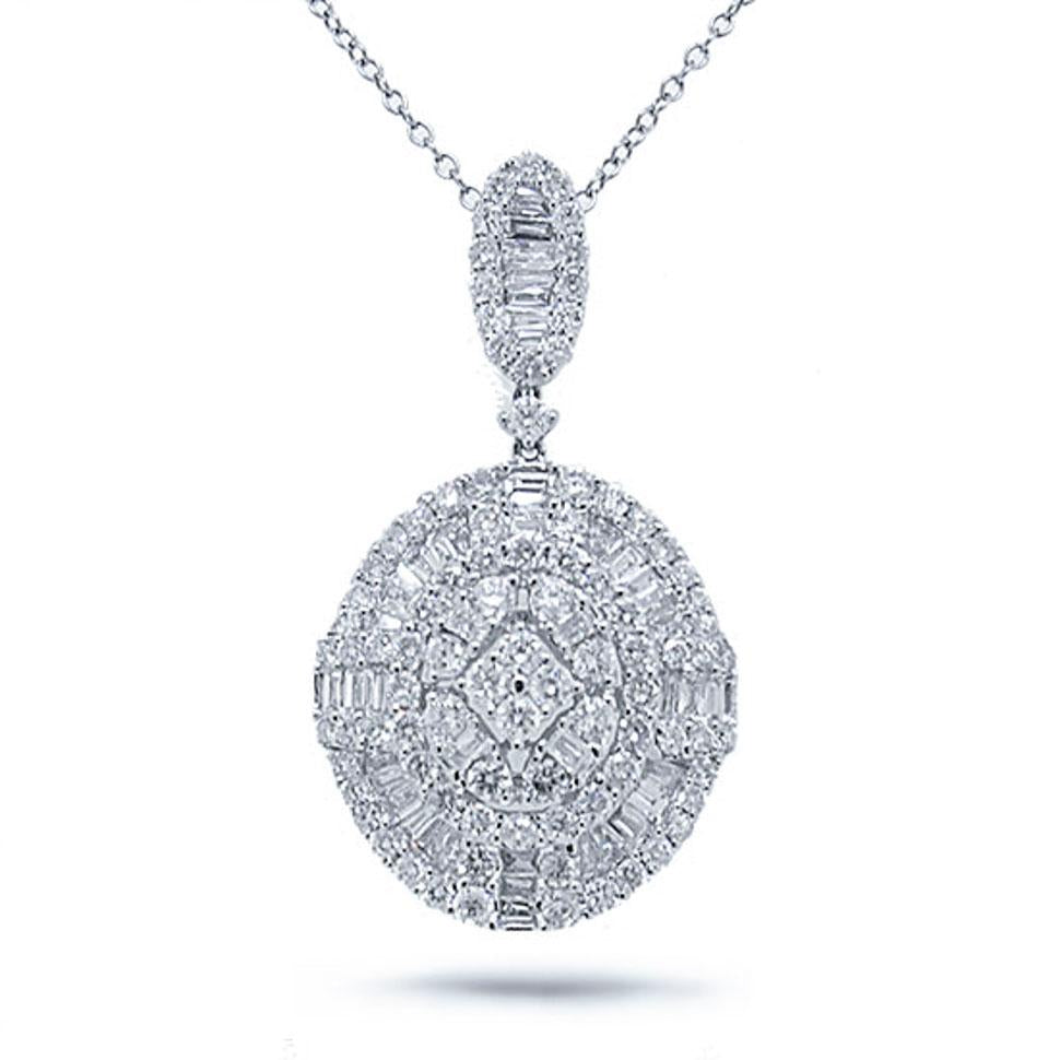 18k White Gold Diamond Pendant - 2.52ct