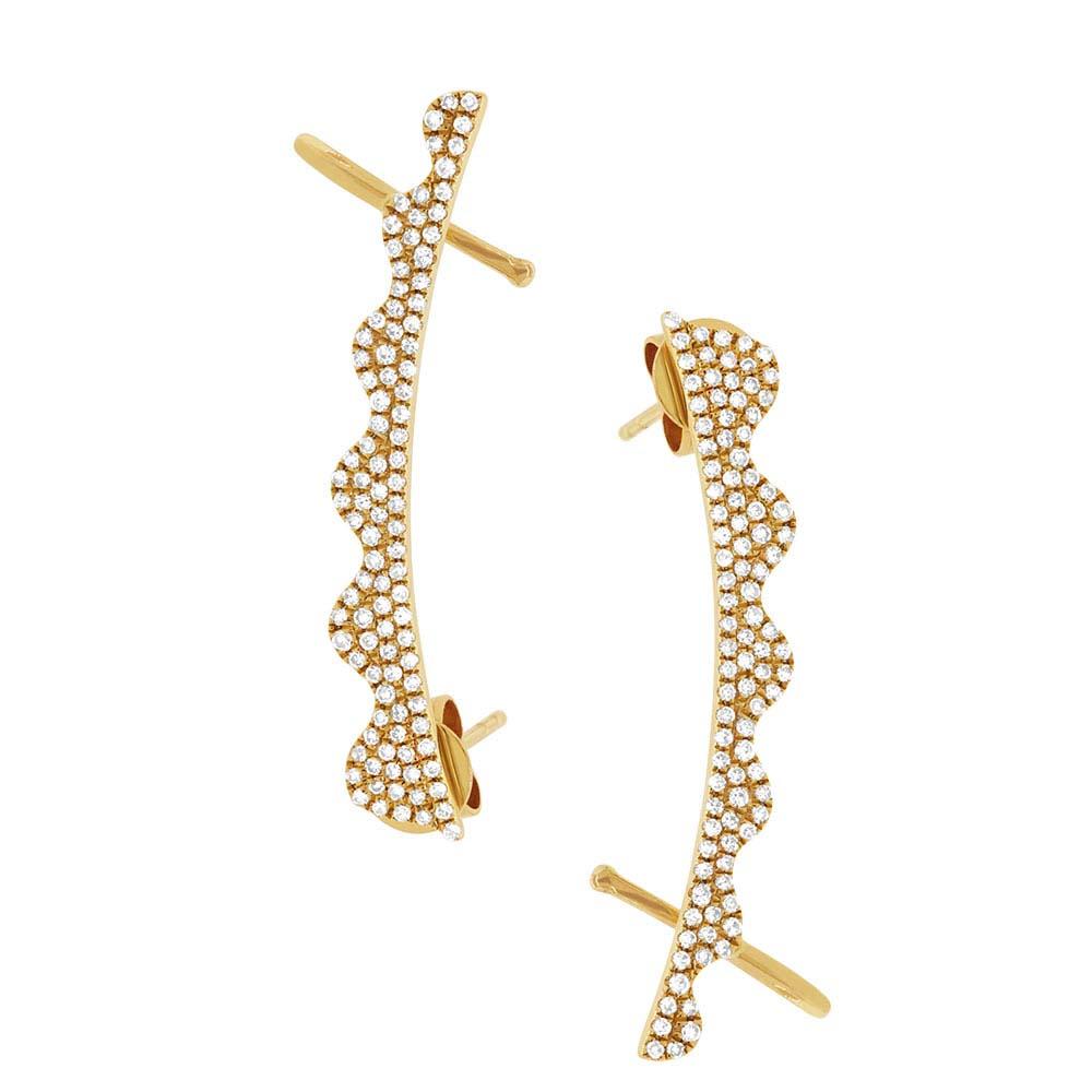 14k Yellow Gold Diamond Ear Crawler Earring