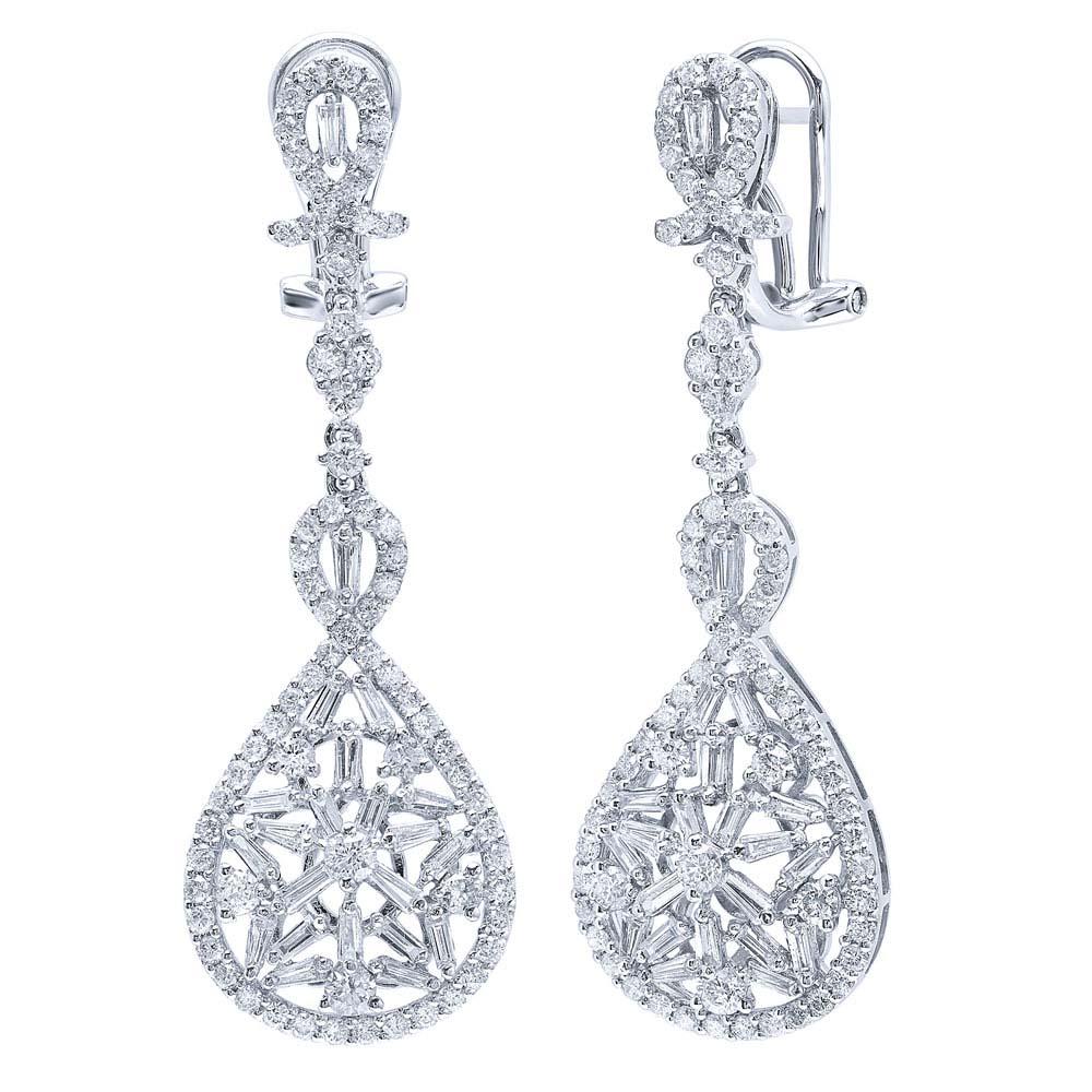 18k White Gold Diamond Earring - 2.93ct