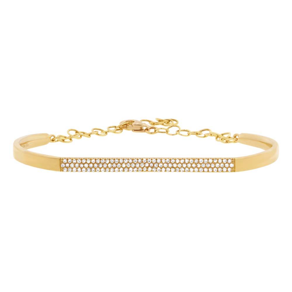 14k Yellow Gold Diamond Pave Bangle - 0.30ct