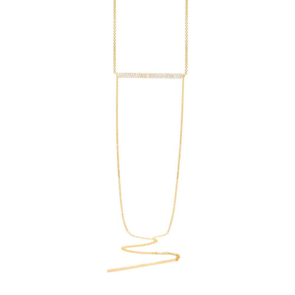 14k Yellow Gold Diamond Pave Lariat Necklace - 0.18ct