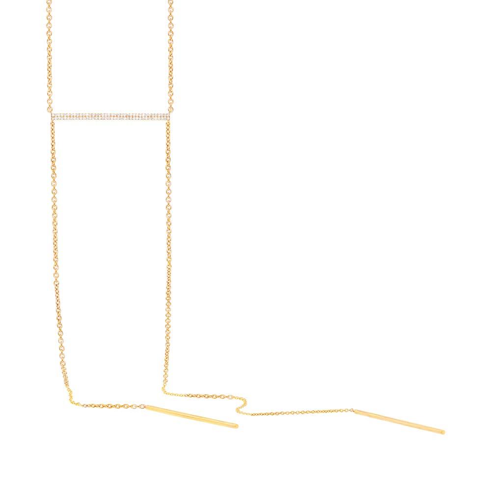 14k Yellow Gold Diamond Pave Lariat Necklace - 0.19ct