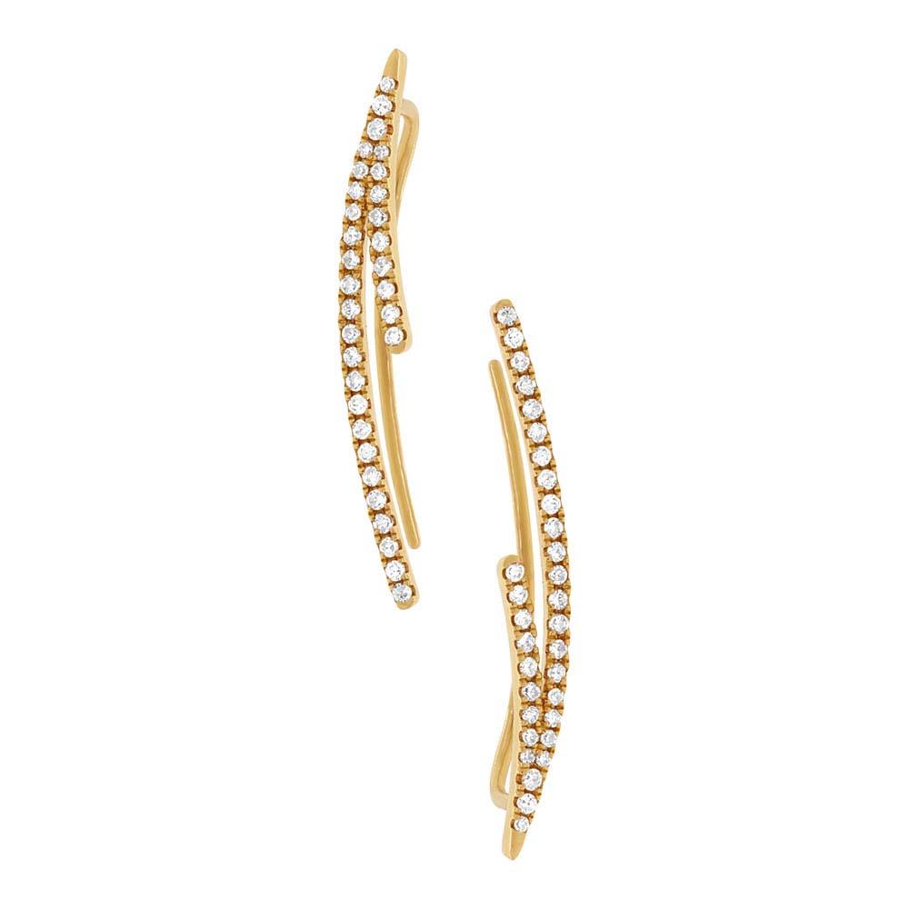 14k Yellow Gold Diamond Ear Crawler Earring