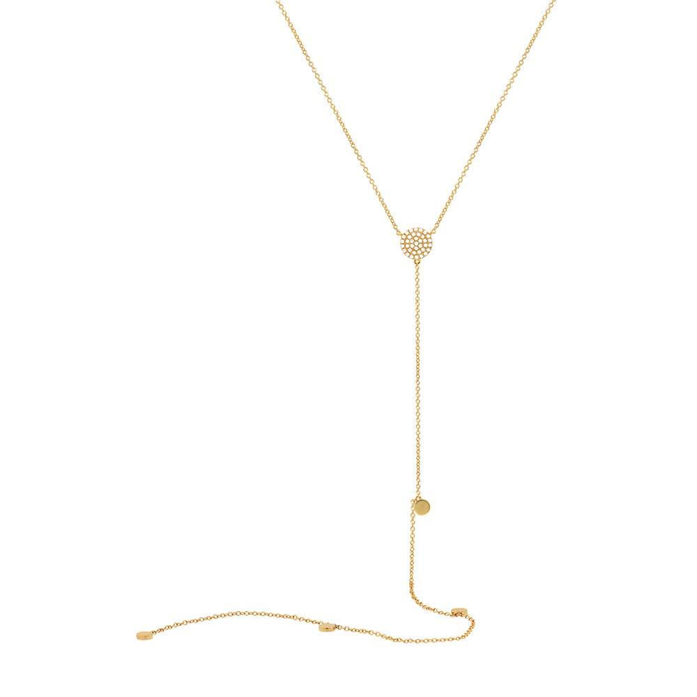 14k Yellow Gold Diamond Lariat Necklace - 0.12ct