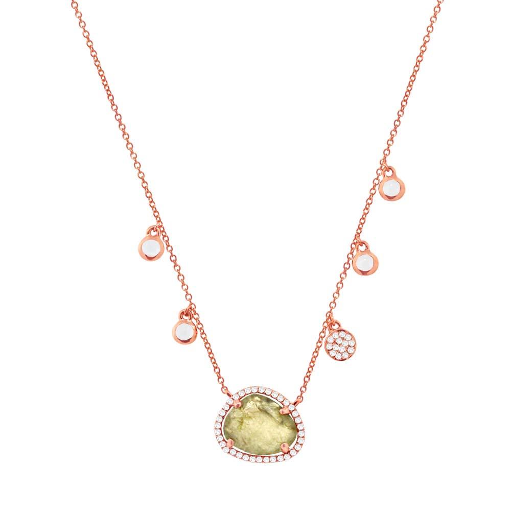 Diamond & 1.94ct Spectrolite 14k Rose Gold Necklace - 0.13ct