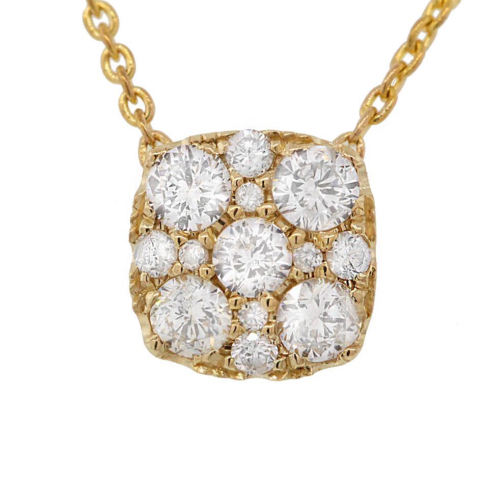 14k Yellow Gold Diamond Cluster Necklace - 0.30ct