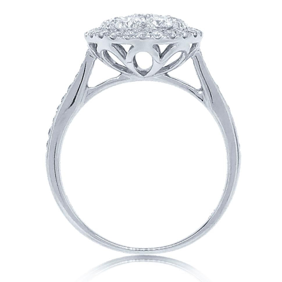 14k White Gold Diamond Cluster Lady's Ring - 1.05ct