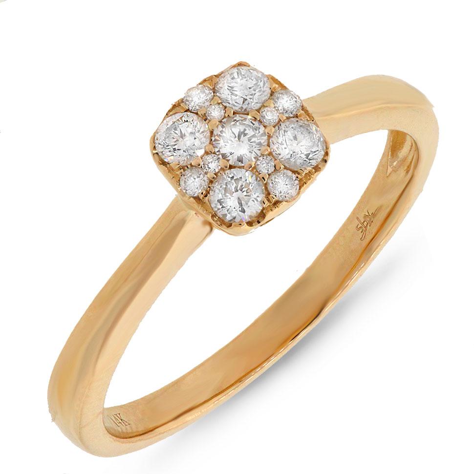 14k Yellow Gold Diamond Cluster Lady's Ring - 0.30ct