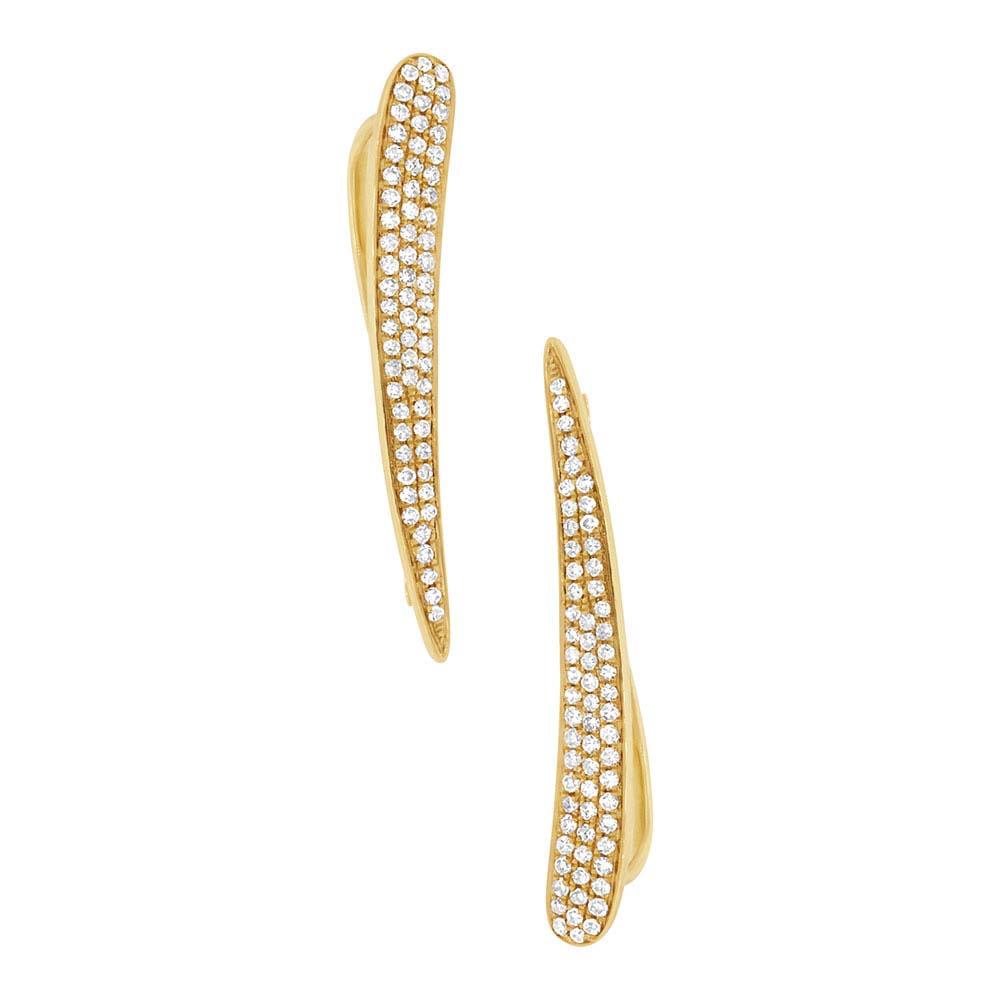 14k Yellow Gold Diamond Pave Ear Crawler Earring
