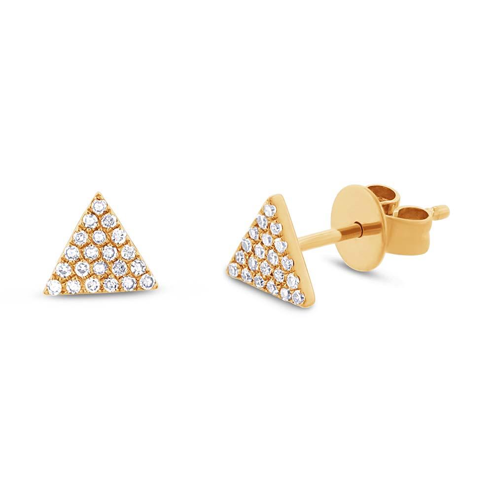 14k Yellow Gold Diamond Pave Triangle Earring - 0.12ct
