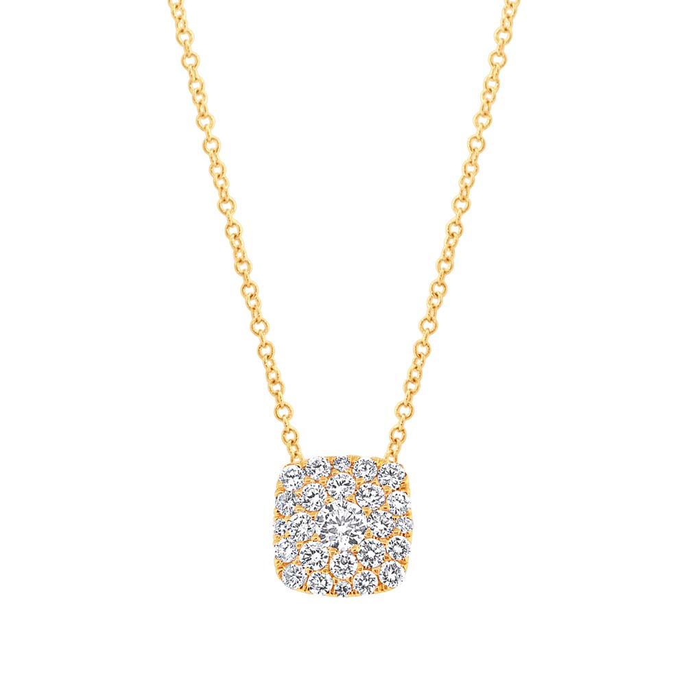 14k Yellow Gold Diamond Cluster Necklace - 0.55ct