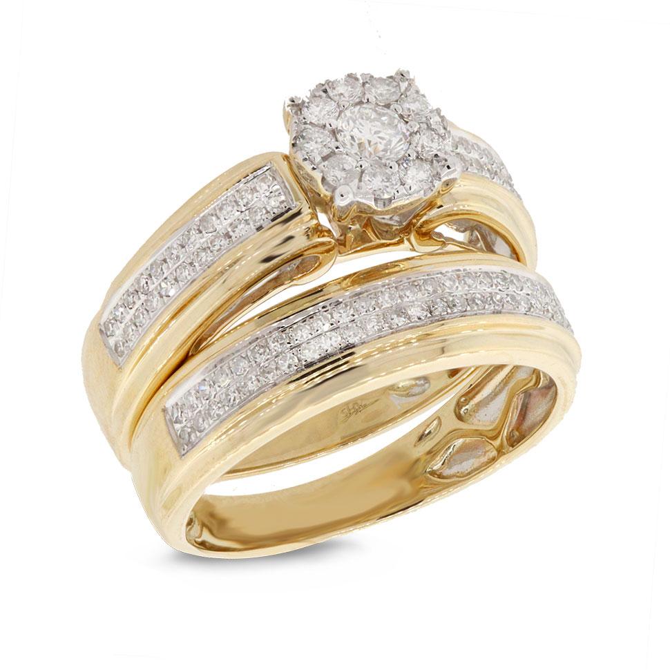 14k Yellow Gold Diamond Wedding Set - 0.61ct
