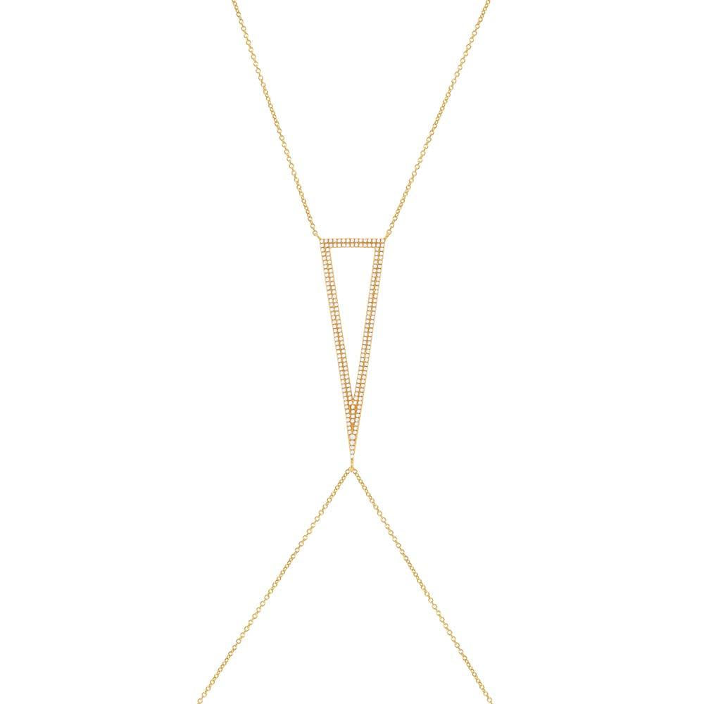 14k Yellow Gold Diamond Body Chain Necklace - 0.49ct