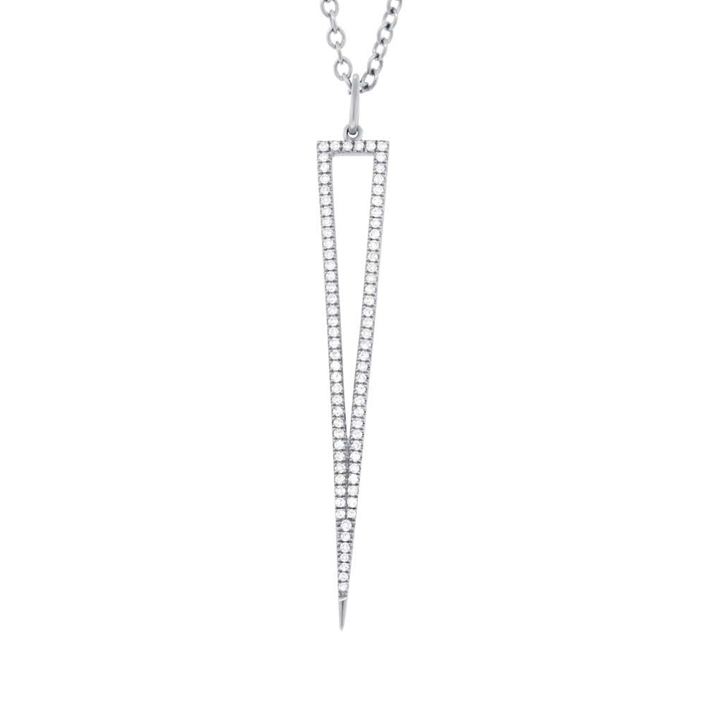 14k White Gold Diamond Triangle Pendant - 0.24ct