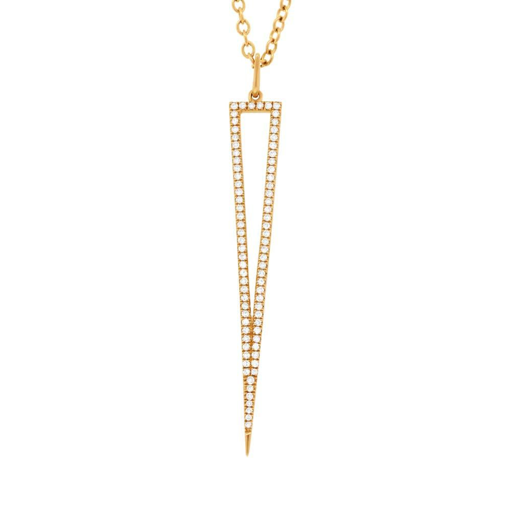 14k Yellow Gold Diamond Triangle Pendant - 0.24ct