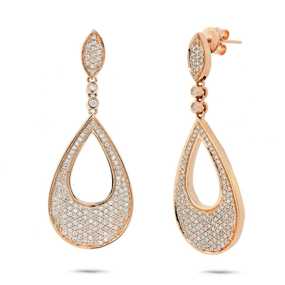 14k Yellow Gold Diamond Pave Earring - 0.88ct