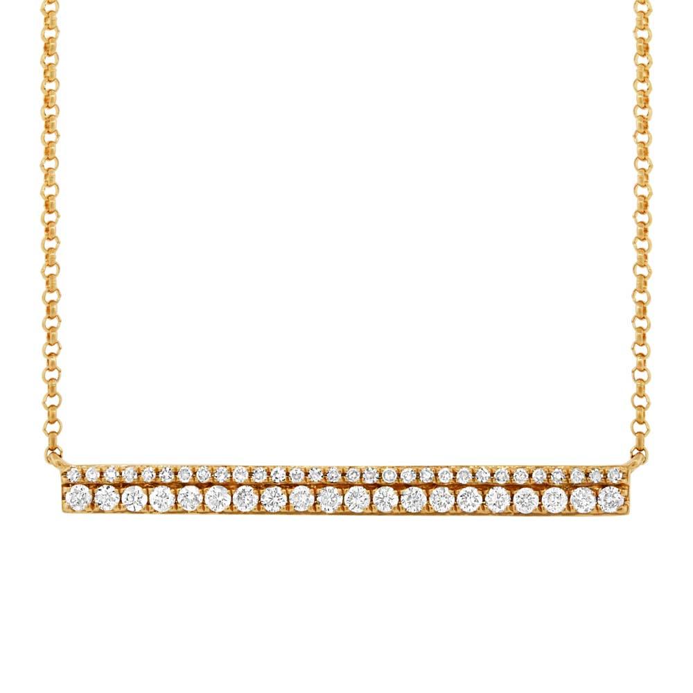 14k Yellow Gold Diamond Bar Necklace